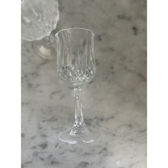 5 Cristal D’Arques Crystal Shot Glasses Longchamp Diamond Cut Cordial Stemmed - Picture 12 of 14